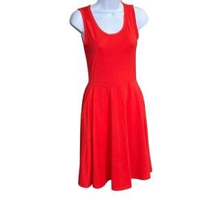 LuLaRoe Dress XS sleeveless Midi Tank Dress Red Jersey Pockets Fit And Flare